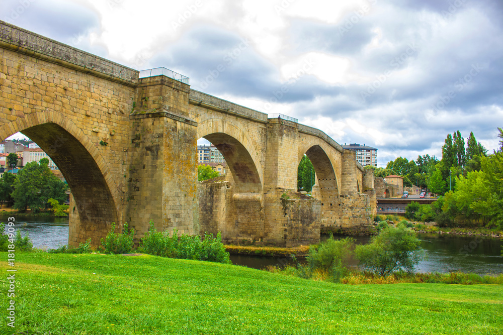 Fototapeta premium Bridge. River Minho. Ourense city, Galicia, Spain. Picture taken – 29 july 2017.