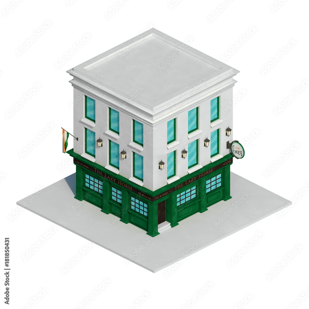 Irish pub building. 3d illustration Irish pub building. 3d illustration