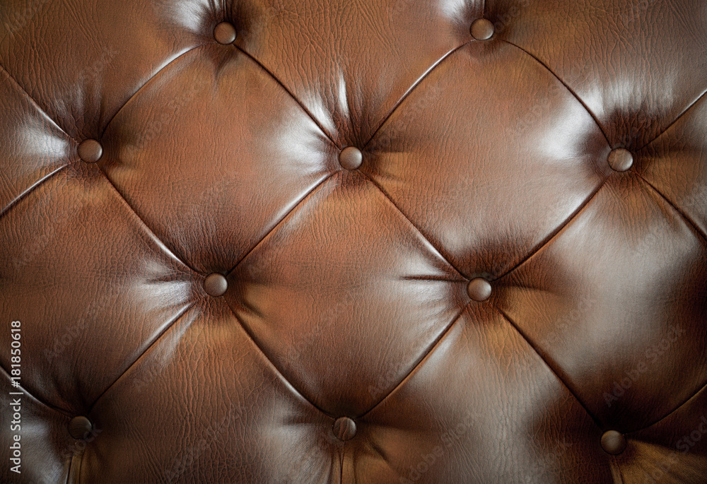 Fototapeta premium Brown genuine leather sofa
