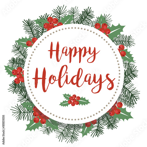 Happy Holidays Round Vector Illustration 1