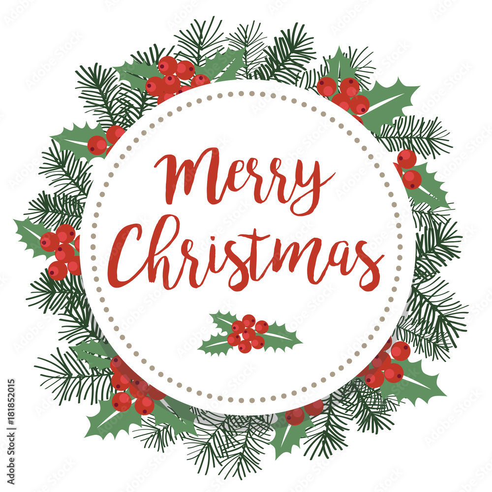 Merry Christmas Round Vector Illustration 1 Stock Vector | Adobe Stock