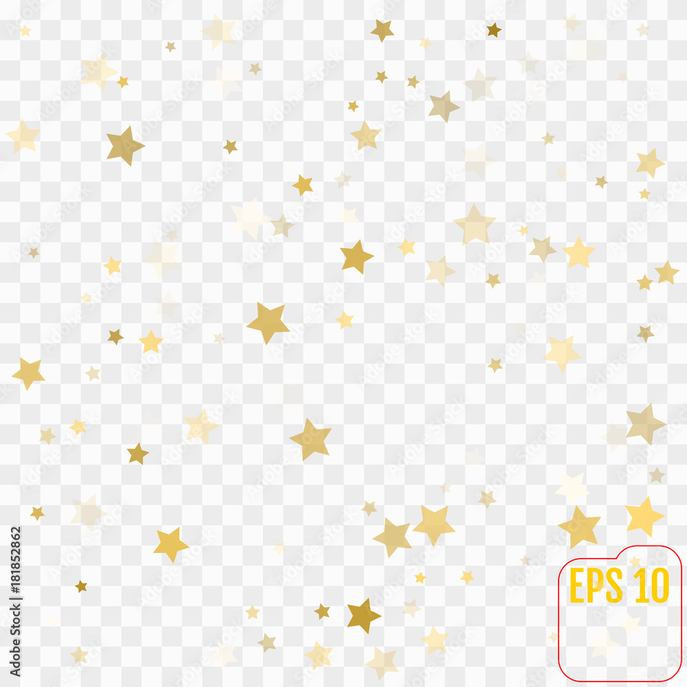 Vector gold confetti. Gold stars on transparent background Stock Vector ...