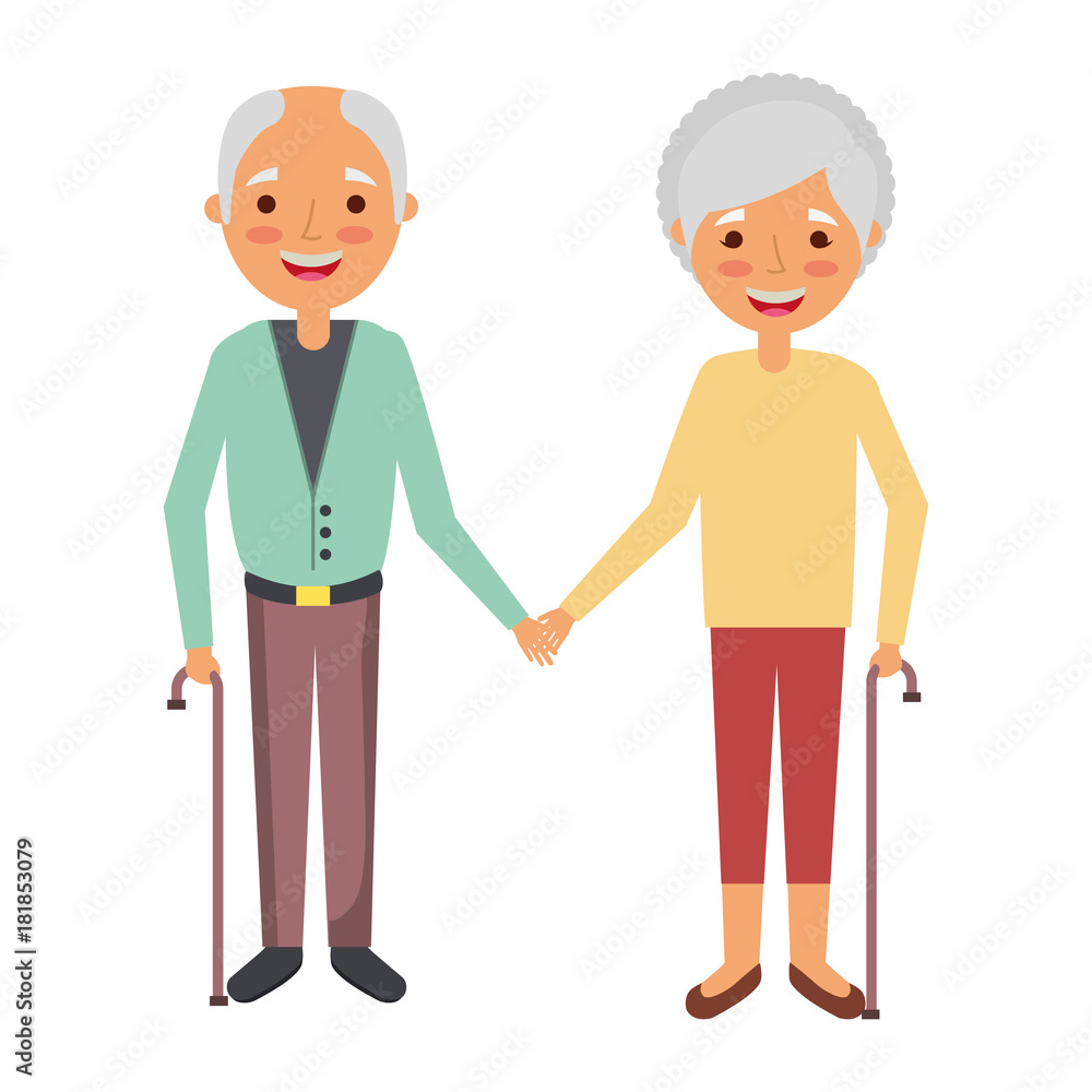 cute couple the old woman and man grandparents lovely vector illustration