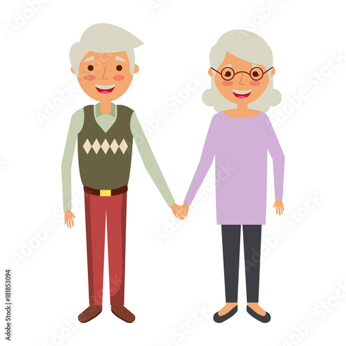 cute couple the old woman and man grandparents lovely vector illustration