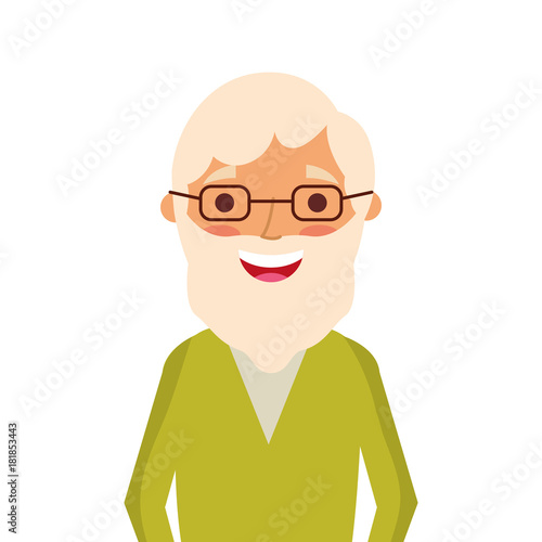 old man portrait of a pensioner grandfather character vector illustration