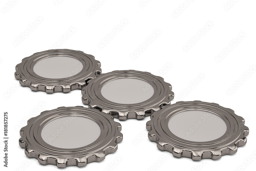 Steel gears on white background. 3D illustration. Steel gears on white background. 3D illustration.