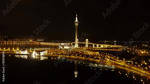 Macao Tower at night - view from above – Medium shot -Time lapse