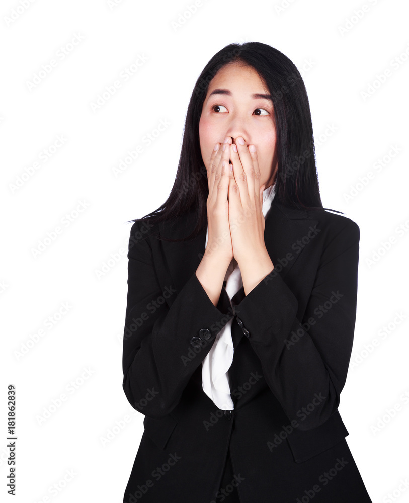 surprised business women in suit isolated on white background surprised business women in suit isolated on white background