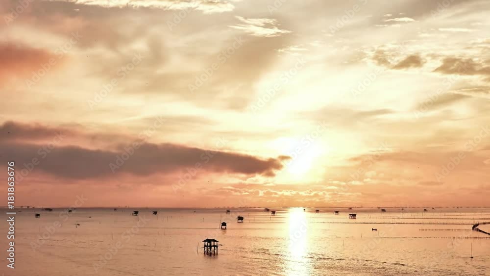 Beautiful view in the morning with sunrise at Bangtaboon Petchaburi, Thailand. Beautiful view in the morning with sunrise at Bangtaboon Petchaburi, Thailand.