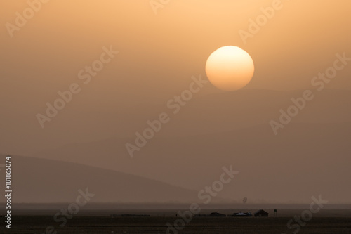 Sunset in the Mongolian Steppe