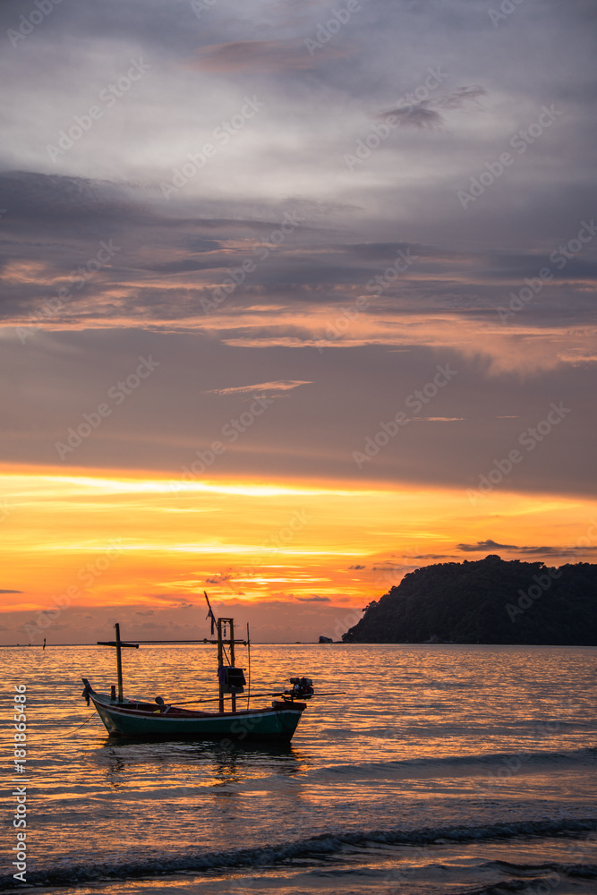 Sunset with Fisherman ships