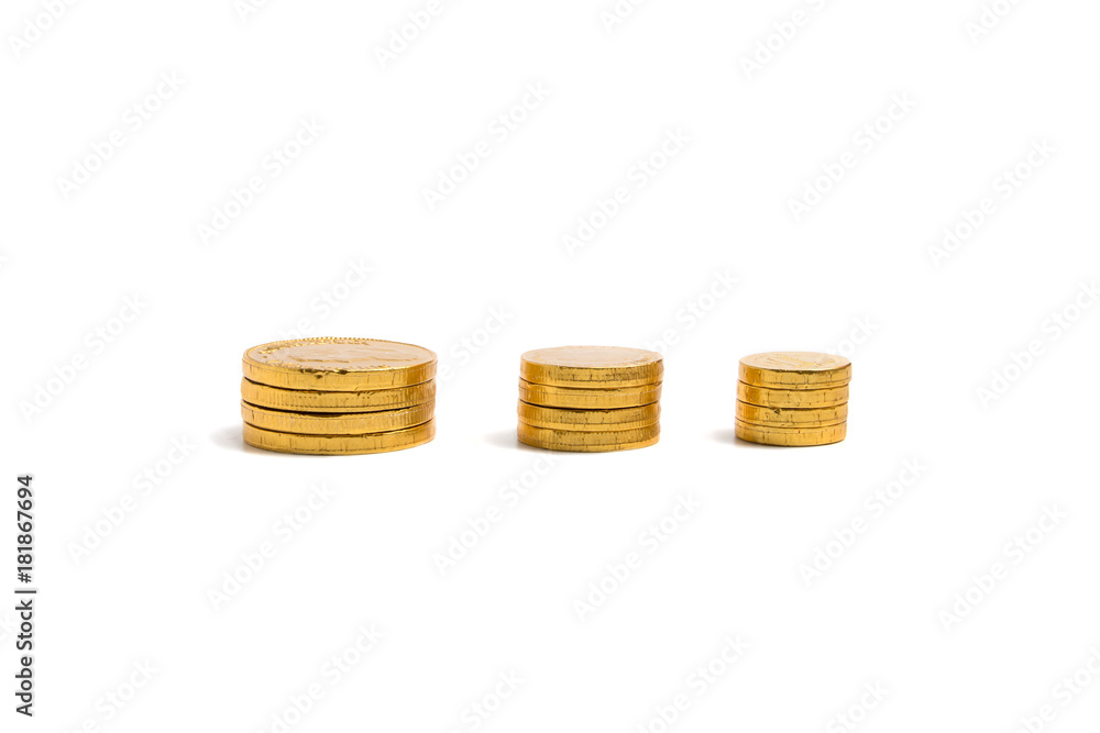 Pile of golden coins on isolated white bakcground,financial concept Pile of golden coins on isolated white bakcground,financial concept