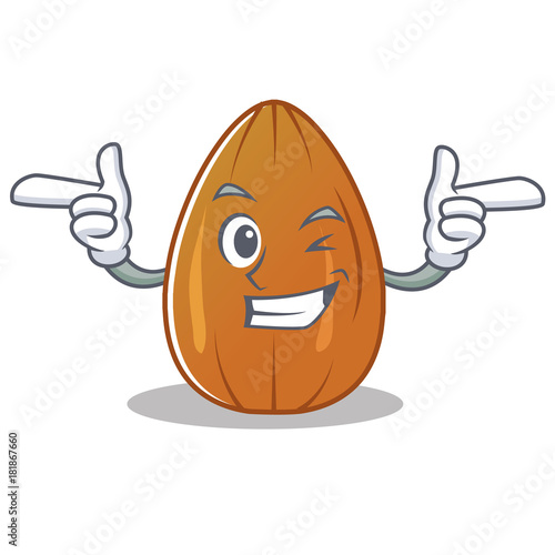 Wink almond nut character cartoon