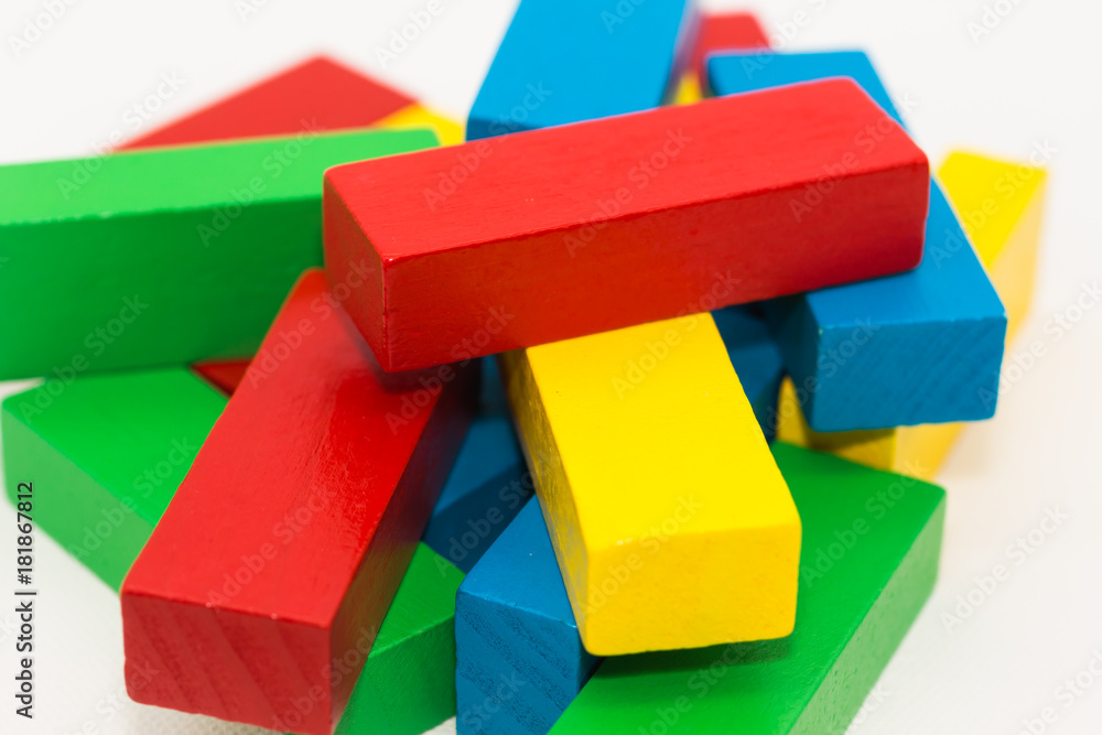 Rectangular Wood Block colorful, Children toys for learn about color. Using  as education for kid Stock Photo | Adobe Stock