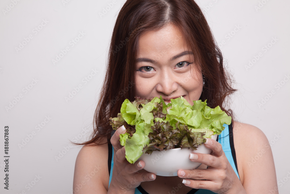 Beautiful Asian healthy girl with salad. Beautiful Asian healthy girl with salad.