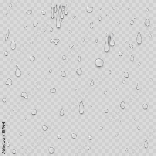 Realistic water drops liquid transparent raindrop splash background vector illustration