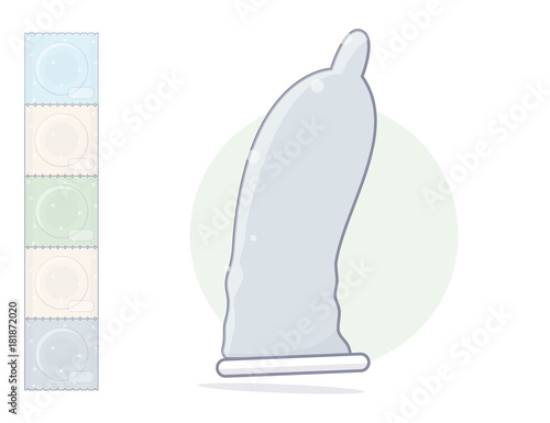 Cartoon condom. Isolated on white background.
