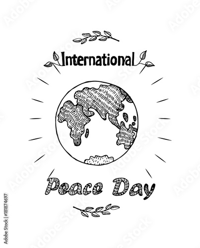 Peace Day International Holiday Poster with Earth
