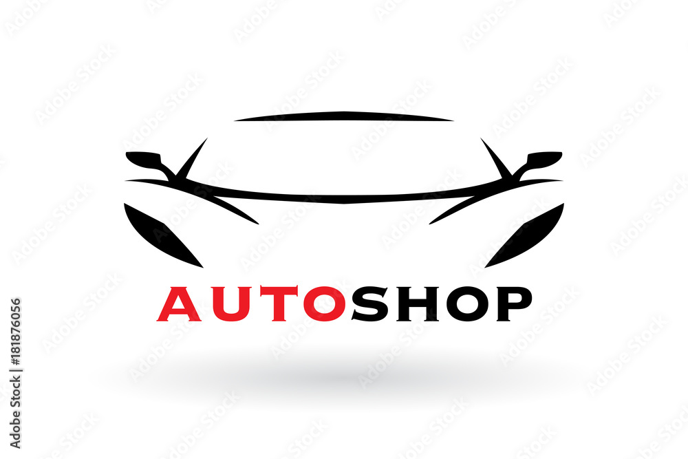 Automotive dealer concept logo design with sports car vehicle silhouette. Vector illustration Automotive dealer concept logo design with sports car vehicle silhouette. Vector illustration