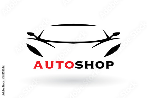 Automotive dealer concept logo design with sports car vehicle silhouette. Vector illustration