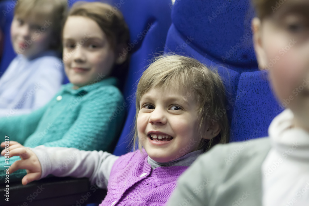 girl child in auditorium of cinema girl child in auditorium of cinema