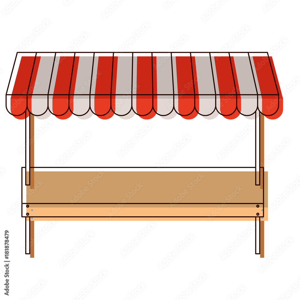 supermarket shelf of one level and sunshade in watercolor silhouette supermarket shelf of one level and sunshade in watercolor silhouette