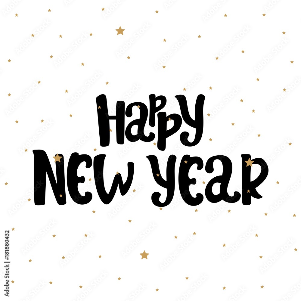 Hand drawn modern brush lettering of Happy New Year isolated on white background. Hand drawn modern brush lettering of Happy New Year isolated on white background.