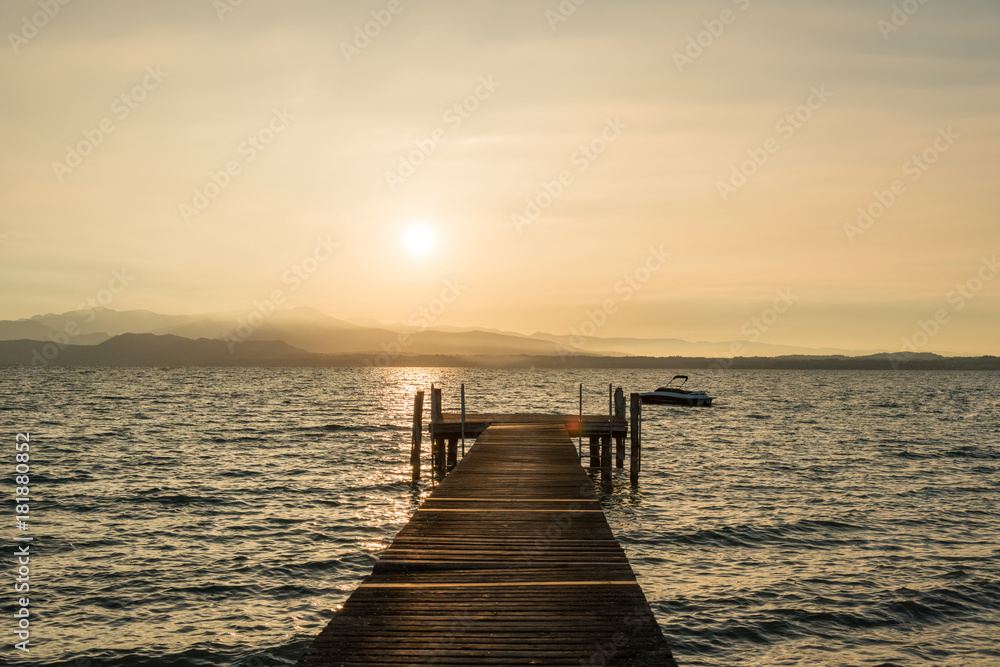Golden sunrise on Garda lake, Italy
