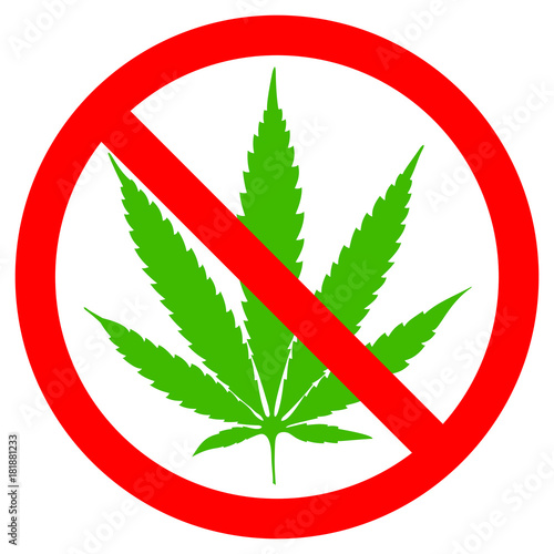 NO marijuana symbolic sign leaf and forbidden circle vector illustration
