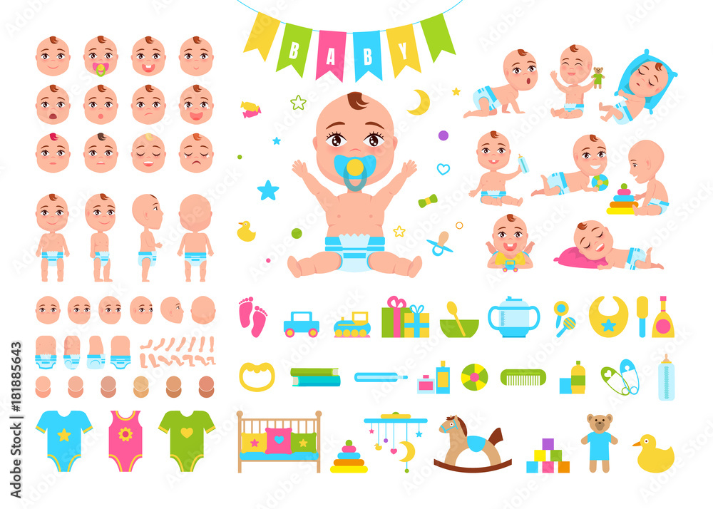 Baby Constructor Icons on Vector Illustration