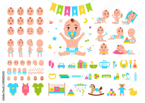 Baby Constructor Icons on Vector Illustration