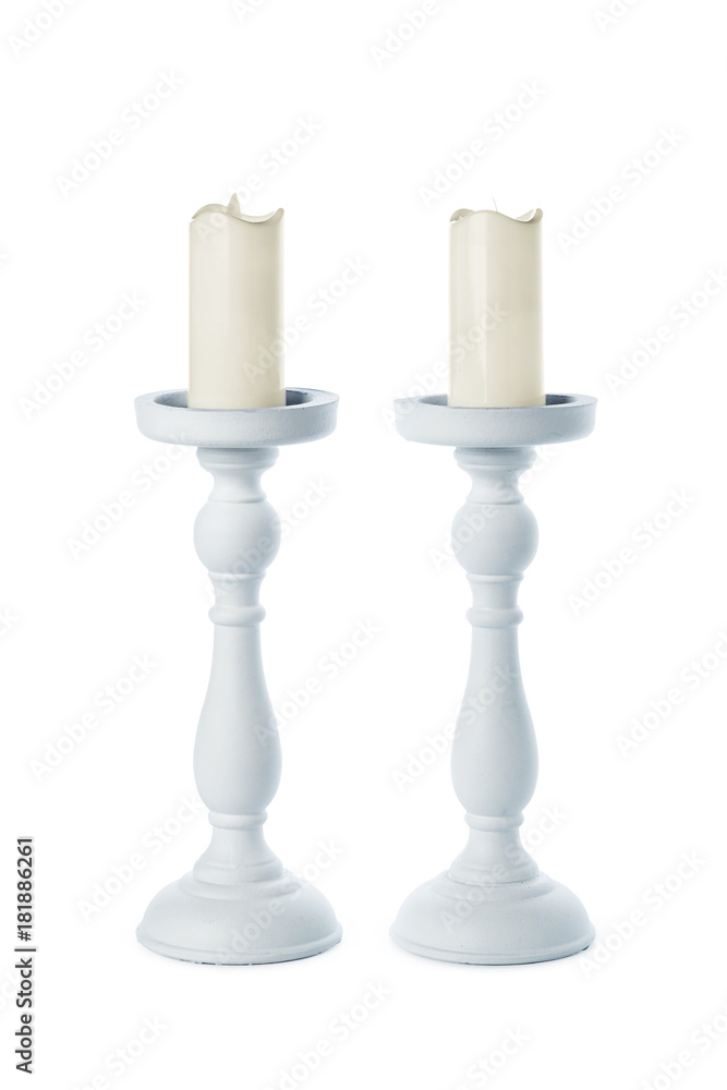 Stylish Candle holders isolated on white Stylish Candle holders isolated on white