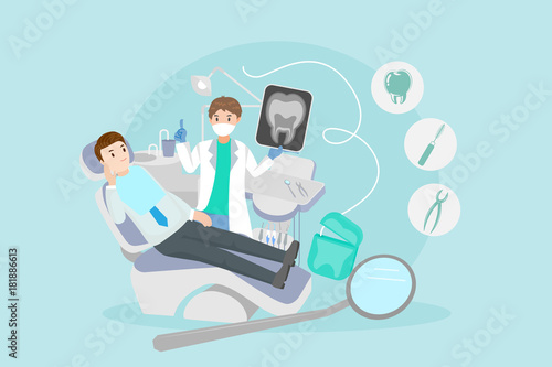 cartoon dentist with patient