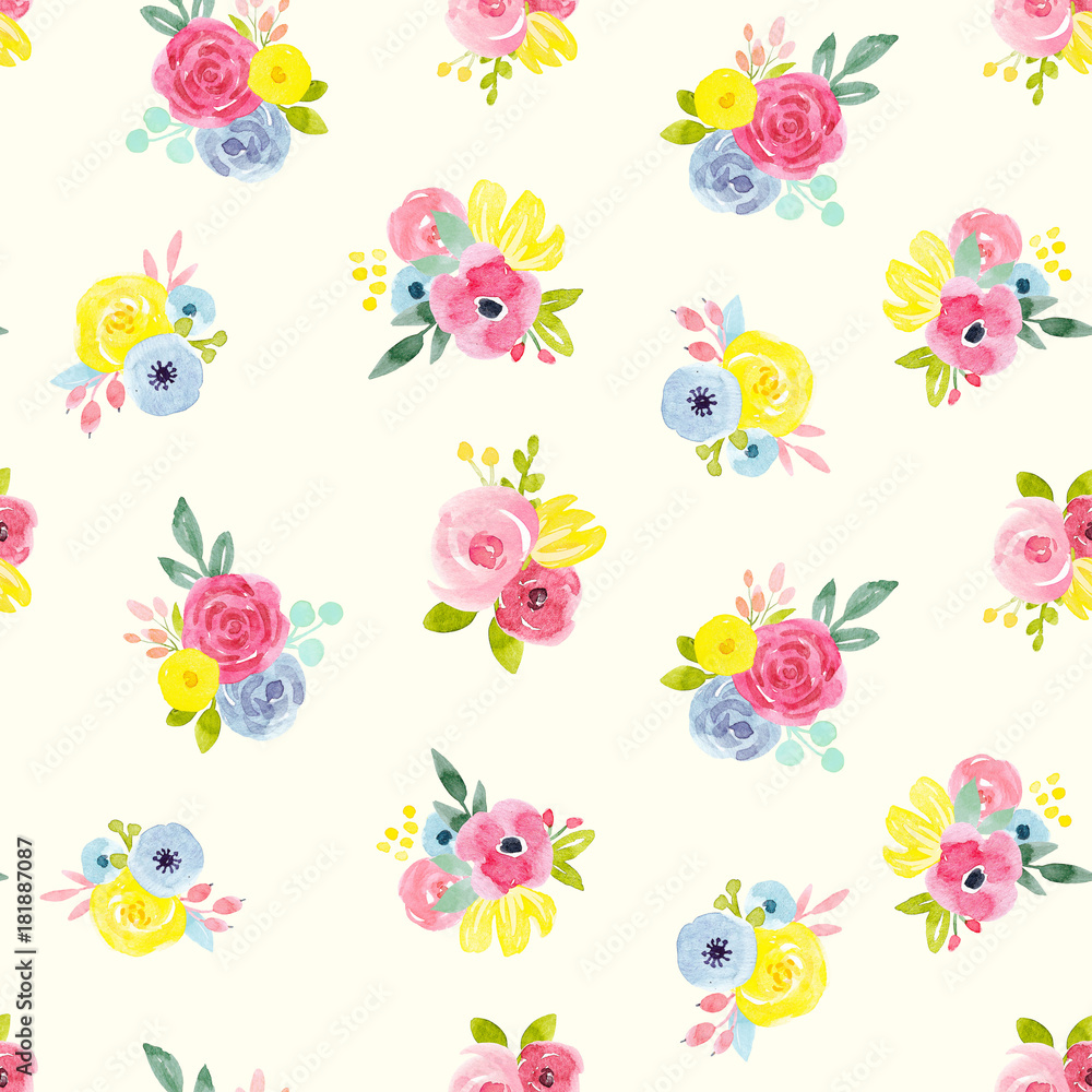 Watercolor abstract floral pattern