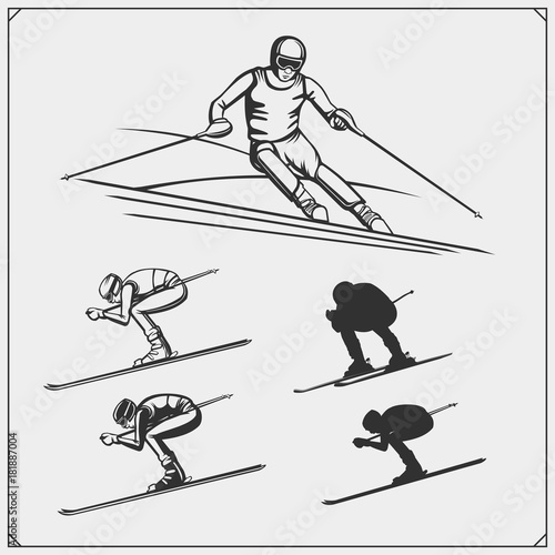 Downhill and slalom ski racer illustration.