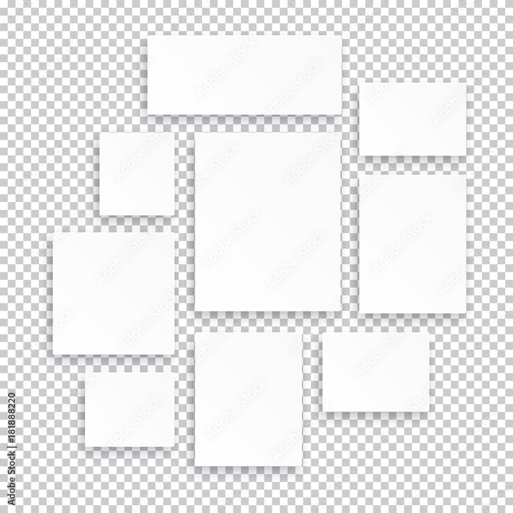 Blank white 3d paper canvas or photo frames isolated on transparent background Blank white 3d paper canvas or photo frames isolated on transparent background