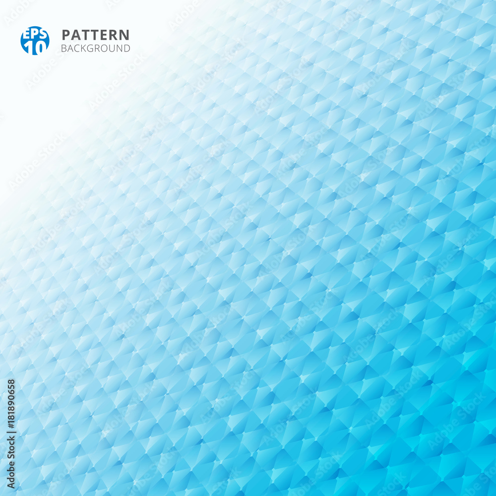 Fototapeta premium Abstract grid geometric pattern 3d perspective blue color background.