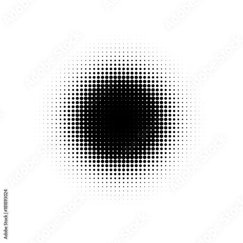 Isolated black color abstract round shape halftone dotted cartoon comics blot background, dots decorative elements vector illustration