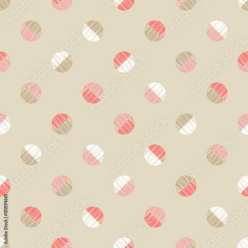 Polka dot seamless pattern. Scribble texture. Textile rapport.