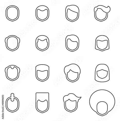Male Haircut or Hairstyle Icons Thin Line Vector Illustration Set