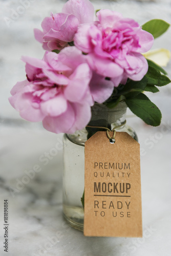 Pink flower with design space label