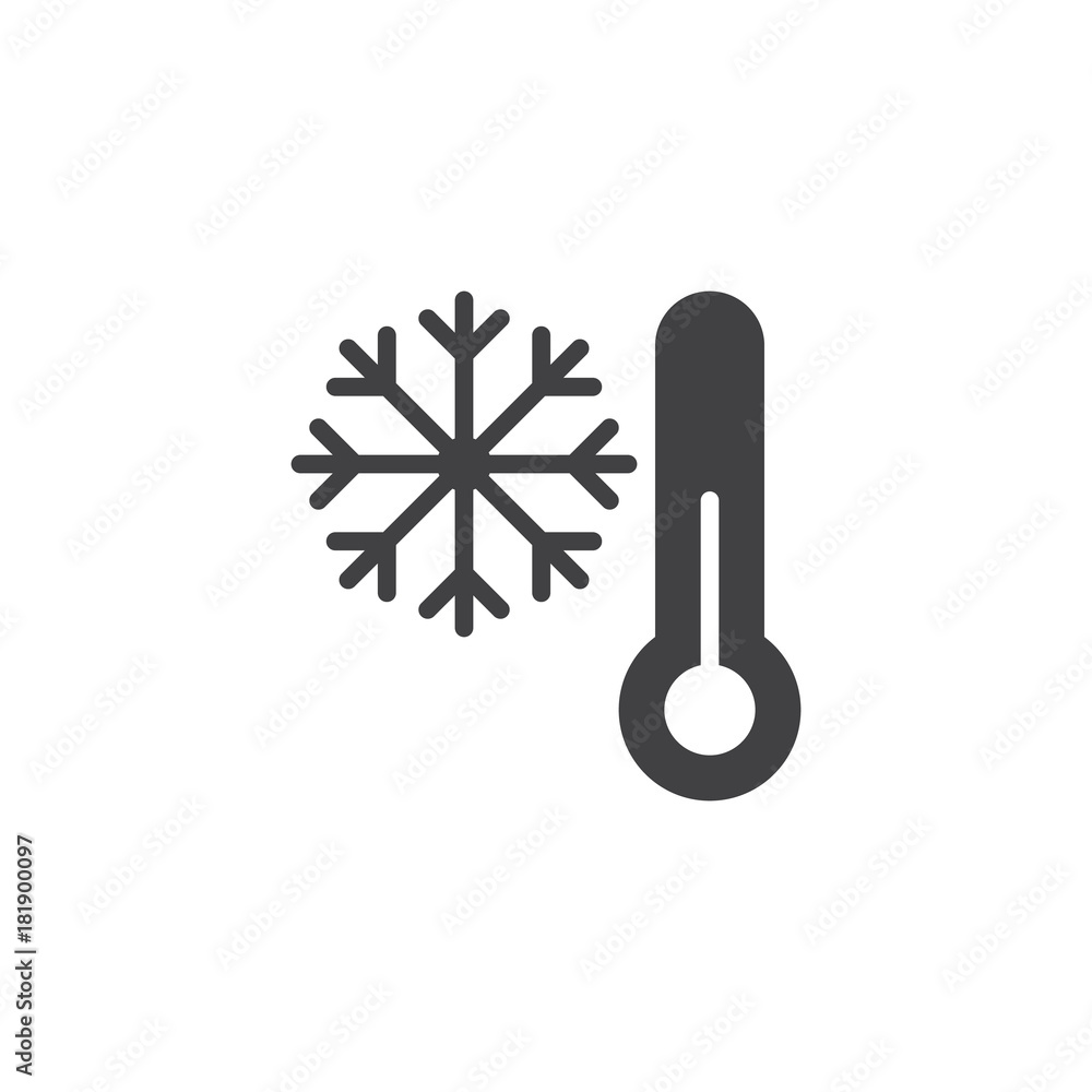 Thermometer and snowflake icon vector, filled flat sign, solid pictogram isolated on white. Cold winter weather symbol, logo illustration. Thermometer and snowflake icon vector, filled flat sign, solid pictogram isolated on white. Cold winter weather symbol, logo illustration.