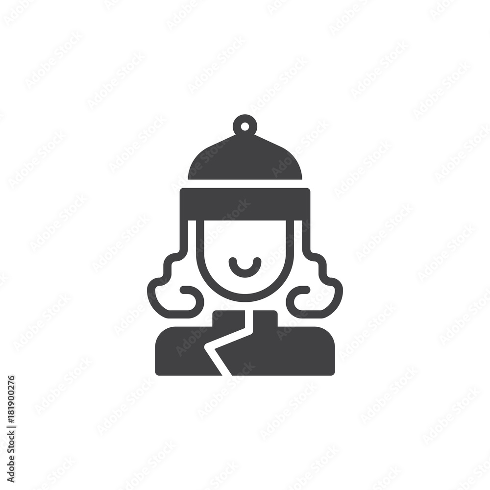 Woman in winter ski hat icon vector, filled flat sign, solid pictogram isolated on white. Symbol, logo illustration. Woman in winter ski hat icon vector, filled flat sign, solid pictogram isolated on white. Symbol, logo illustration.