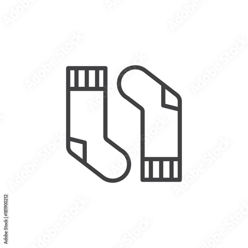 Christmas winter socks line icon, outline vector sign, linear style pictogram isolated on white. Symbol, logo illustration. Editable stroke