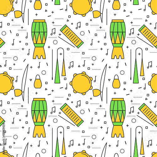 Brazilian Capoeira Music Instruments pattern