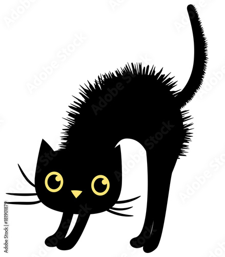 Black vector cat in flat style for Halloween designs