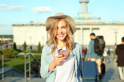 Young female tourist with m...