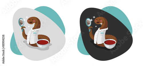 Nice, beautiful and cute medical leech - doctor, alternative medicine, spa clinic, blood, vector illustration