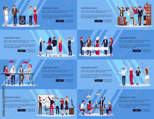 Corporate Party Set of Pics Vector Illustration