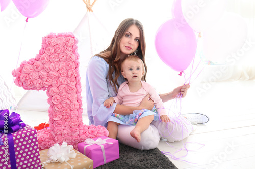 Young mother and cute baby ...